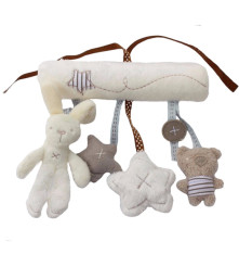 Oem - Pandantiv pentru carucior sau patut cu animalute din plus, gri cu alb - Alte accesorii pentru copii și bebeluși - IK162