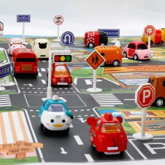 Oem - Covoras impermeabil de joaca pentru copii model oras cu indicatoare rutiere, 130 cm x 100 cm - Alte accesorii pentru co...
