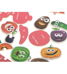 Oem - Set 25 puzzle-uri din 2 piese, fructe si legume, in cutie metalica, 50 de piese - Jucării educative - IK170