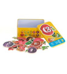 Oem - Set 25 puzzle-uri din 2 piese, fructe si legume, in cutie metalica, 50 de piese - Jucării educative - IK170
