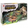 Oem - Set pista de curse cu 228 de piese flexibile, 2 dinozauri mari, 6 dinozauri mici si 2 masini incluse - Jucării interior...