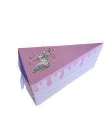 Oem - Cutie in forma de felie tort din carton de 160 gr model Unicorn 12 x 7 x 5 cm - Alte accesorii petrecere - FT011