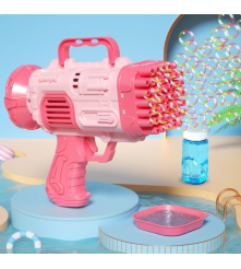 Oem - Jucarie interactiva, pistol de facut baloane de sapun cu lumini Led, roz - Baloane de sapun - IK206