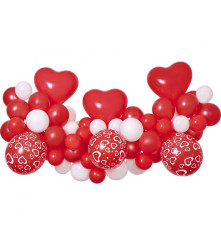 GoDan - Set Ghirlanda din 65 baloane cu banda model Love alb rosu - Baloane petreceri - GD670