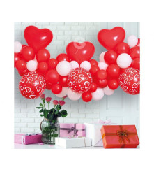 GoDan - Set Ghirlanda din 65 baloane cu banda model Love alb rosu - Baloane petreceri - GD670