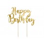 Oem - Decoratiune Tort Happy Birthday Aurie 22.5 cm - Recuzite si Propsuri - IK228