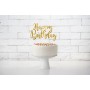 Oem - Decoratiune Tort Happy Birthday Aurie 22.5 cm - Recuzite si Propsuri - IK228
