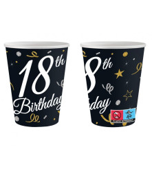 GoDan - Set 6 pahare aniversare 18 ani din carton 200 ml - Pahare petrecere - GD673