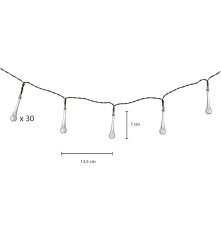 Oem - Ghirlanda luminoasa solara pentru exterior 6.5M cu 30 Becuri LED, alb cald - Lămpi și decorațiuni solare - IK212