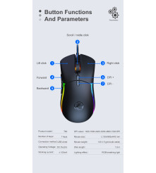 Oem - Mouse pentru gaming cu iluminare led, 7 butoane, dpi reglabil pana la 7200 dpi , design ergonomic, negru - Mouse tastat...