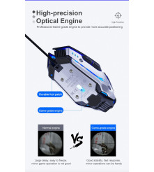 Oem - Mouse pentru gaming din metal cu iluminare led, 7 butoane, dpi reglabil, design ergonomic, negru - Mouse tastaturi și a...