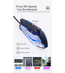 Oem - Mouse pentru gaming din metal cu iluminare led, 7 butoane, dpi reglabil, design ergonomic, negru - Mouse tastaturi și a...