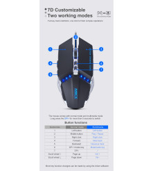 Oem - Mouse pentru gaming din metal cu iluminare led, 7 butoane, dpi reglabil, design ergonomic, negru - Mouse tastaturi și a...