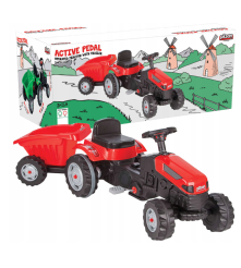 Oem - Tractor cu pedale si remorca pentru copii, rosu - Jucării exterior - TZ793