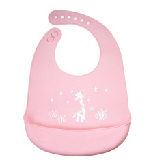 Oem - Baveta din silicon cu buzunar pentru copii, model girafa, roz - Alte accesorii pentru copii și bebeluși - TZ728-PI