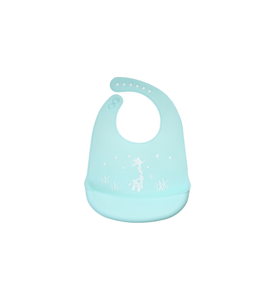 Oem - Baveta din silicon cu buzunar pentru copii, model girafa, albastru - Alte accesorii pentru copii și bebeluși - TZ728-BU