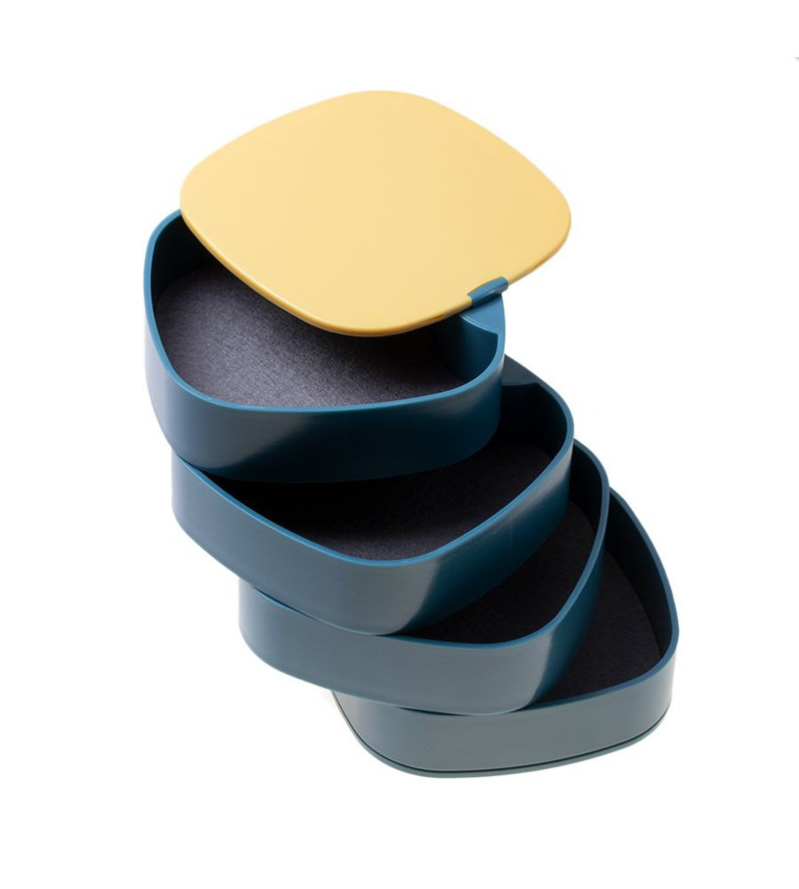Oem - Cutie de bijuterii premium cu mai multe niveluri - albastru 9.8 cm x 9.6 cm - Alte accesorii - TZ764