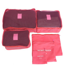 Oem - Set 6 organizatoare de calatorie pentru valiza sau pentru dulap si garderoba, roz - Alte accesorii pentru casă - TZ724