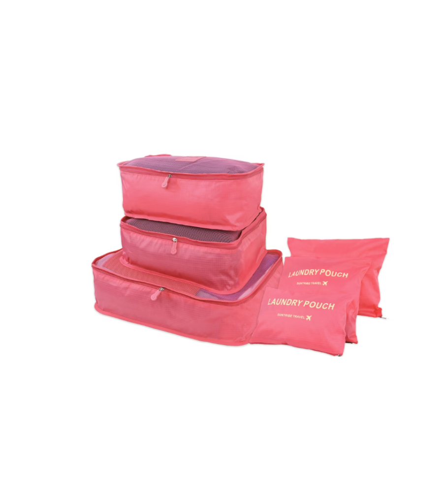 Oem - Set 6 organizatoare de calatorie pentru valiza sau pentru dulap si garderoba, roz - Alte accesorii pentru casă - TZ724