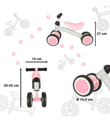 Oem - Bicicleta mini fara pedale cu 4 roti pentru copii, roz - Jucării exterior - IK246