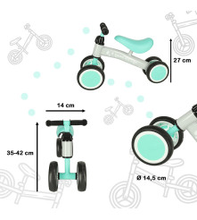 Oem - Bicicleta mini fara pedale cu 4 roti pentru copii, albastru - Jucării exterior - IK247