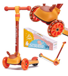 Oem - Balance scooter for children, with 3 wheels, LED lights, foldable, adjustable handlebar, up to 40 kg, orange - Outdoor ...