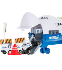 Oem - Set 6 masinute de politie cu avion de transport masini - Jucării interior - IK277