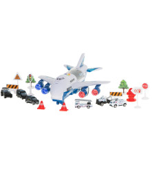 Oem - Set 6 masinute de politie cu avion de transport masini - Jucării interior - IK277