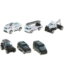 Oem - Set 6 masinute de politie cu avion de transport masini - Jucării interior - IK277