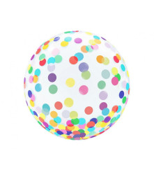 GoDan - Balon alb cu buline colorate 45 cm - Baloane petreceri - GD691
