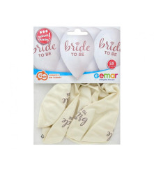 GoDan - Set 5 baloane latex model Bride to be alb roz 32 cm - Baloane petreceri - GD702