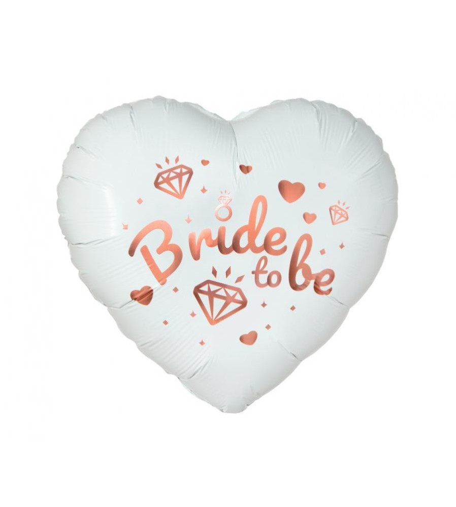 GoDan - Balon folie model inimioara cu inscriptie Bride to be alb 46 cm - Baloane folie - GD706