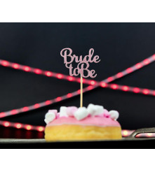 GoDan - Set 12 toppere decorative pentru tort model Bride to be aur rozaliu - Recuzite si Propsuri - GD708