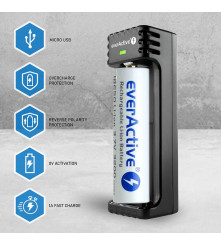 EverActive - Incarcator pentru baterii cilindrice Li-ion everActive LC-100 - Încărcătoare de baterii - BLR005