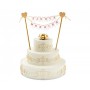 Oem - Topper din hartie pentru tort W&C Just Married auriu 25 cm - Recuzite si Propsuri - GD736