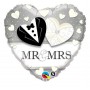 GoDan - Balon folie model inimioara cu inscriptie Mr&Mrs 46 cm - Baloane folie - GD737