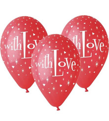 GoDan - Set 5 baloane premium cu inscriptie With Love 30 cm - Baloane petreceri - GD762