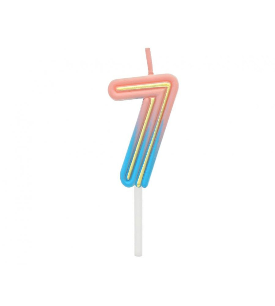 GoDan - Lumanare tort cifra 7, Neon 44 x 28 x 12 mm - Lumanari petrecere - GD765-7