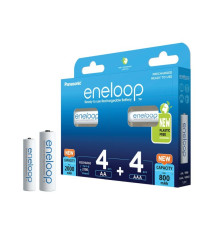 Eneloop - Acumulatori Panasonic eneloop 4x AA 2000mAh + 4x AAA 800mAh - 2x4 blister (BK-KJMCDE44E) - Format AA - NKR005