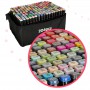 Oem - Set 204 markere, 2 capete subtire si gros, cu geanta de depozitare si suport din plastic, multicolore - Rechizite școla...