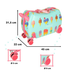 Oem - Geanta de calatorie pentru copii cu roti, grafica cu inghetata 45 cm x 31.5 cm x 22 cm - Alte accesorii pentru copii și...