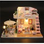 Oem - Casa de papusi conceputa pentru auto-asamblare din lemn cu doua etaje, mobilier inclus, cu lumini LED 12.5 cm x 19.5 cm...