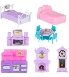 Oem - Casa de papusi din plastic complet utilata si mobilata, cu ponei, 58.5 cm x 22.5 cm violet - Jucării interior - IK316