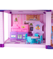 Oem - Casa de papusi din plastic complet utilata si mobilata, cu ponei, 58.5 cm x 22.5 cm violet - Jucării interior - IK316