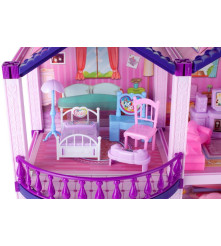 Oem - Casa de papusi din plastic complet utilata si mobilata, cu ponei, 58.5 cm x 22.5 cm violet - Jucării interior - IK316