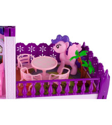 Oem - Casa de papusi din plastic complet utilata si mobilata, cu ponei, 58.5 cm x 22.5 cm violet - Jucării interior - IK316
