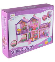 Oem - Casa de papusi din plastic complet utilata si mobilata, cu ponei, 58.5 cm x 22.5 cm violet - Jucării interior - IK316
