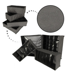 Oem - Set 4 organizatoare de dulap sau sertar pentru lenjerie intima, gri - Alte accesorii pentru casă - IK321