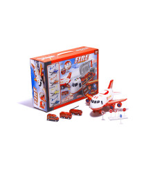 Oem - Avion de transport cu 3 masinute de pompier - Jucării interior - IK338