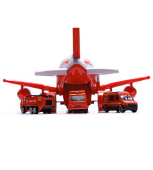 Oem - Avion de transport cu 3 masinute de pompier - Jucării interior - IK338